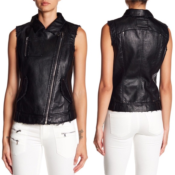 BLANK NYC NWT Black Vegan Leather Mouth Off Vest M - Picture 14 of 16